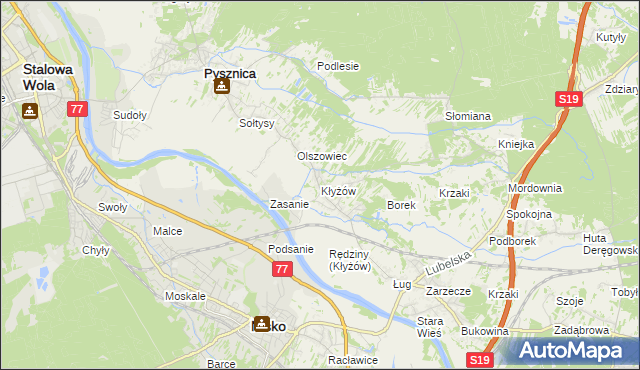 mapa Kłyżów, Kłyżów na mapie Targeo