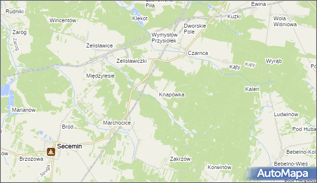 mapa Knapówka gmina Włoszczowa, Knapówka gmina Włoszczowa na mapie Targeo