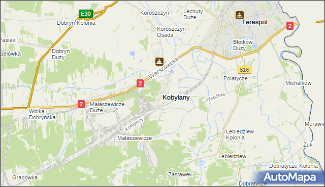 mapa Kobylany gmina Terespol, Kobylany gmina Terespol na mapie Targeo