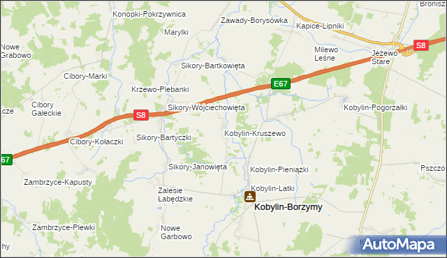 mapa Kobylin-Kruszewo, Kobylin-Kruszewo na mapie Targeo