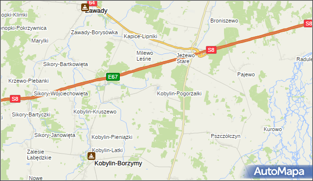 mapa Kobylin-Pogorzałki, Kobylin-Pogorzałki na mapie Targeo