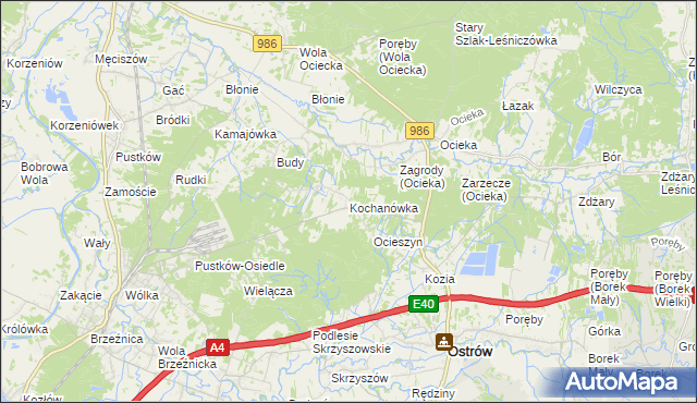 mapa Kochanówka gmina Dębica, Kochanówka gmina Dębica na mapie Targeo