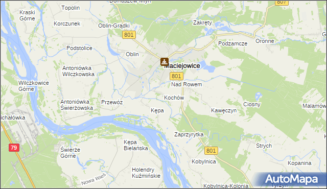 mapa Kochów gmina Maciejowice, Kochów gmina Maciejowice na mapie Targeo