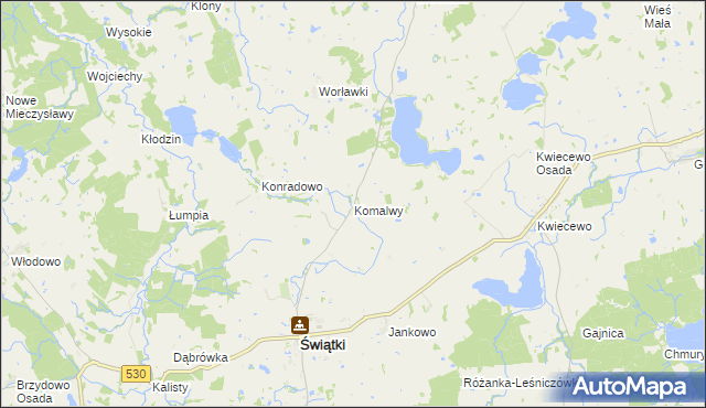 mapa Komalwy, Komalwy na mapie Targeo