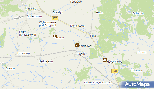 mapa Komorzewo, Komorzewo na mapie Targeo