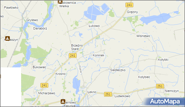 mapa Koninek gmina Wągrowiec, Koninek gmina Wągrowiec na mapie Targeo