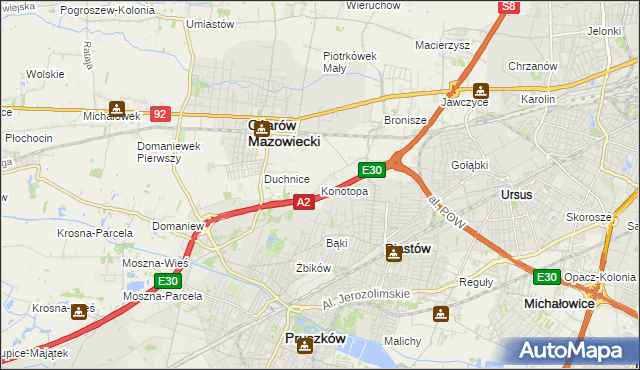 mapa Konotopa gmina Ożarów Mazowiecki, Konotopa gmina Ożarów Mazowiecki na mapie Targeo