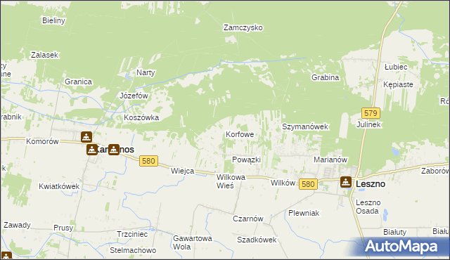 mapa Korfowe, Korfowe na mapie Targeo