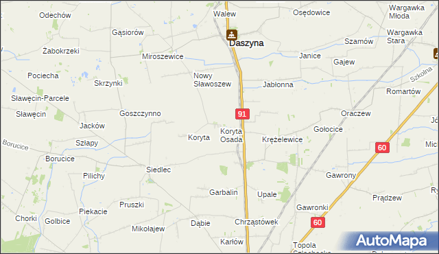 mapa Koryta Osada, Koryta Osada na mapie Targeo