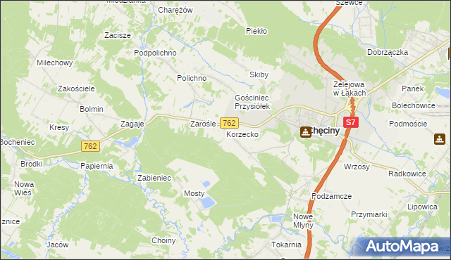 mapa Korzecko, Korzecko na mapie Targeo