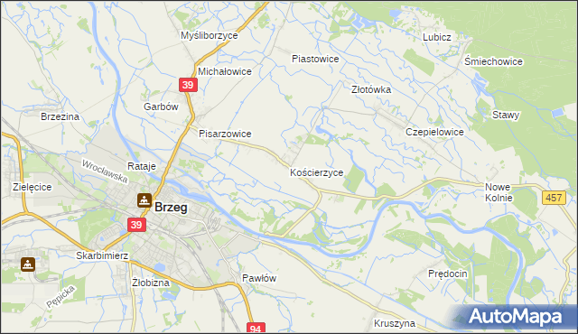 mapa Kościerzyce, Kościerzyce na mapie Targeo