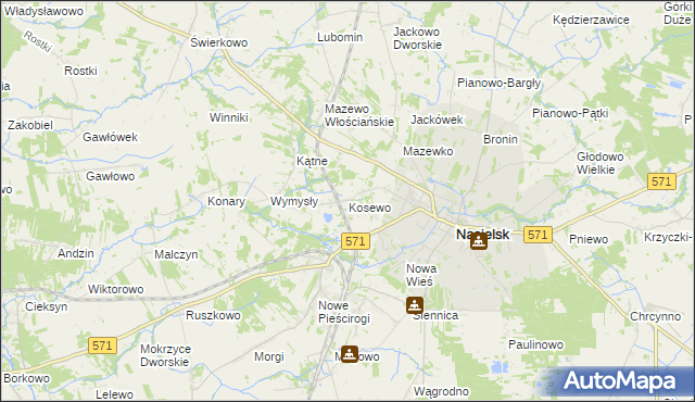 mapa Kosewo gmina Nasielsk, Kosewo gmina Nasielsk na mapie Targeo