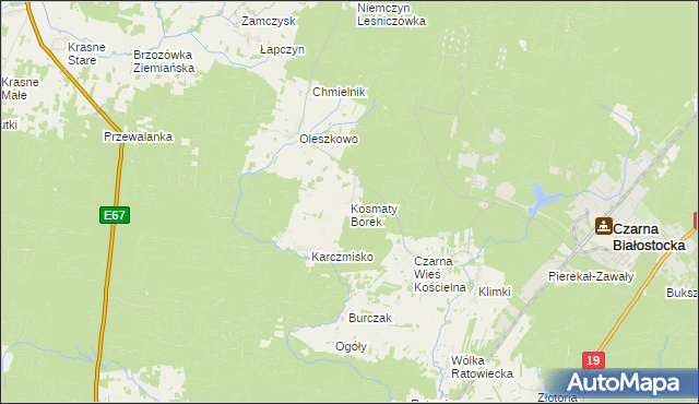 mapa Kosmaty Borek, Kosmaty Borek na mapie Targeo