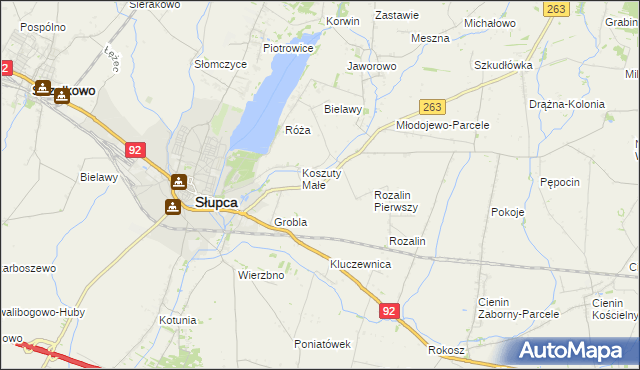 mapa Koszuty gmina Słupca, Koszuty gmina Słupca na mapie Targeo