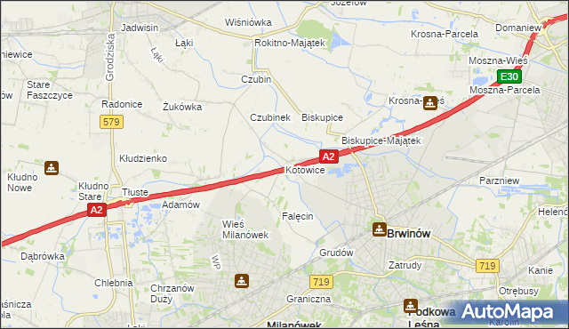 mapa Kotowice gmina Brwinów, Kotowice gmina Brwinów na mapie Targeo