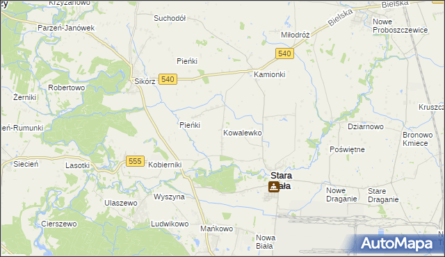 mapa Kowalewko gmina Stara Biała, Kowalewko gmina Stara Biała na mapie Targeo