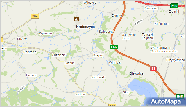mapa Krajów gmina Krotoszyce, Krajów gmina Krotoszyce na mapie Targeo