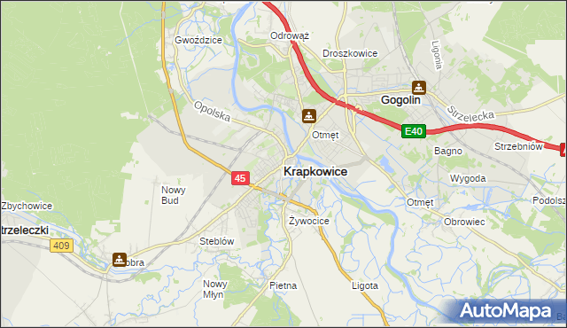 mapa Krapkowice, Krapkowice na mapie Targeo