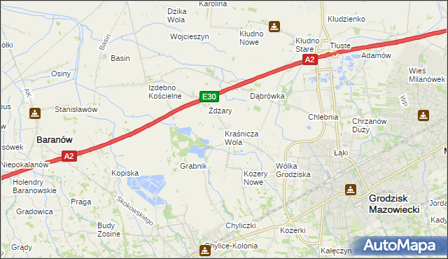 mapa Kraśnicza Wola, Kraśnicza Wola na mapie Targeo