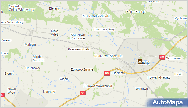 mapa Kraszewo-Sławęcin, Kraszewo-Sławęcin na mapie Targeo