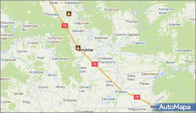 mapa Królewiec Poprzeczny, Królewiec Poprzeczny na mapie Targeo