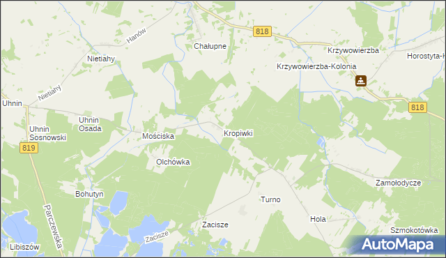 mapa Kropiwki, Kropiwki na mapie Targeo