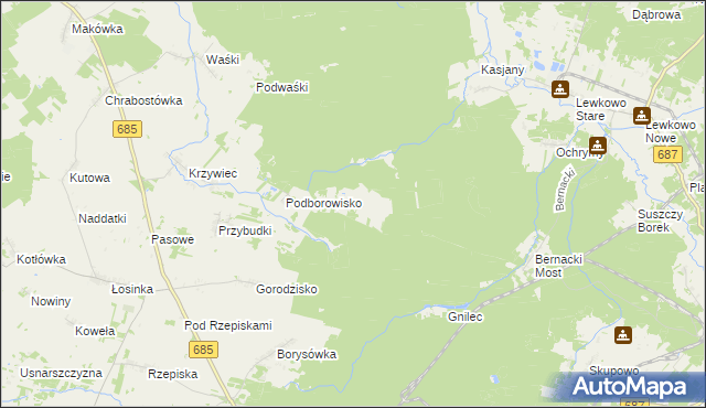 mapa Krynica gmina Narewka, Krynica gmina Narewka na mapie Targeo