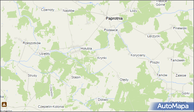 mapa Krynki gmina Paprotnia, Krynki gmina Paprotnia na mapie Targeo