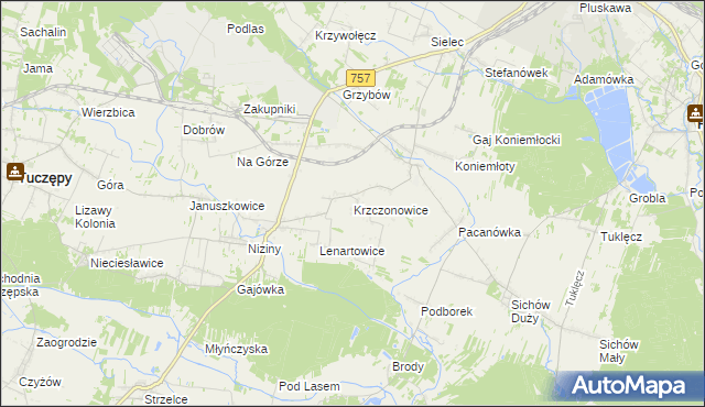 mapa Krzczonowice gmina Staszów, Krzczonowice gmina Staszów na mapie Targeo