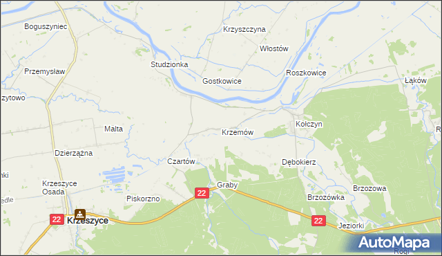 mapa Krzemów, Krzemów na mapie Targeo