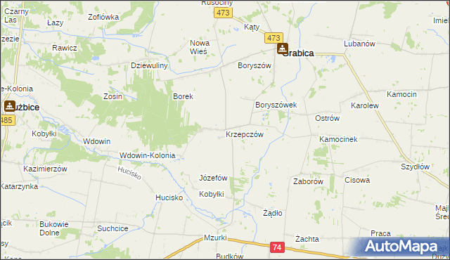 mapa Krzepczów, Krzepczów na mapie Targeo