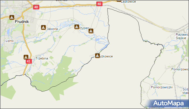 mapa Krzyżkowice, Krzyżkowice na mapie Targeo