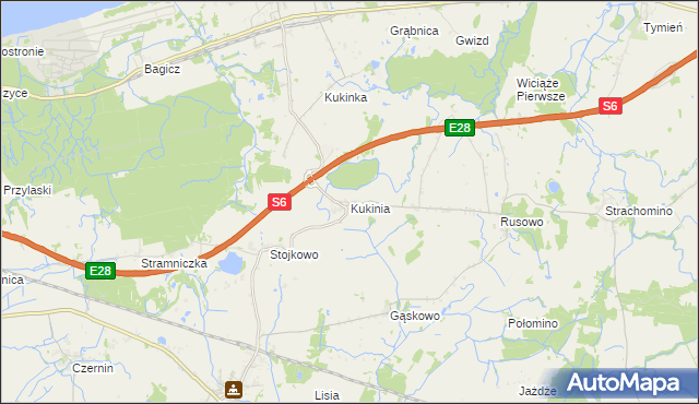 mapa Kukinia, Kukinia na mapie Targeo