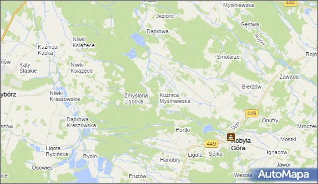 mapa Kuźnica Myślniewska, Kuźnica Myślniewska na mapie Targeo