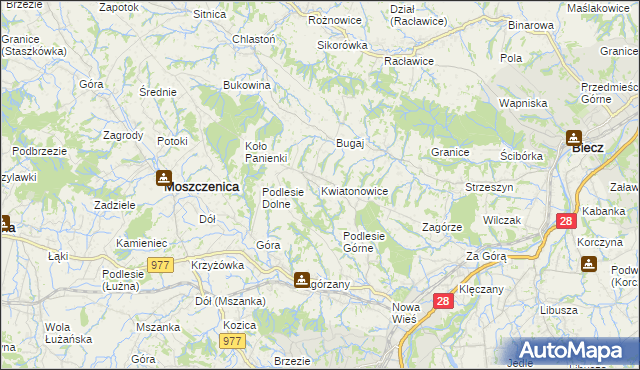 mapa Kwiatonowice, Kwiatonowice na mapie Targeo