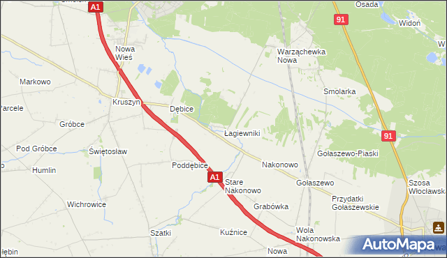 mapa Łagiewniki gmina Włocławek, Łagiewniki gmina Włocławek na mapie Targeo