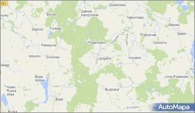mapa Langanki gmina Kętrzyn, Langanki gmina Kętrzyn na mapie Targeo