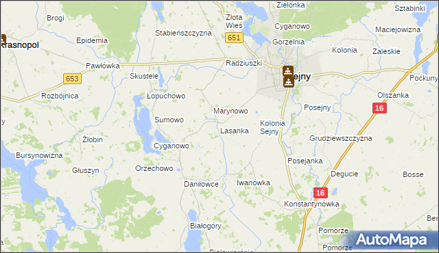 mapa Lasanka, Lasanka na mapie Targeo