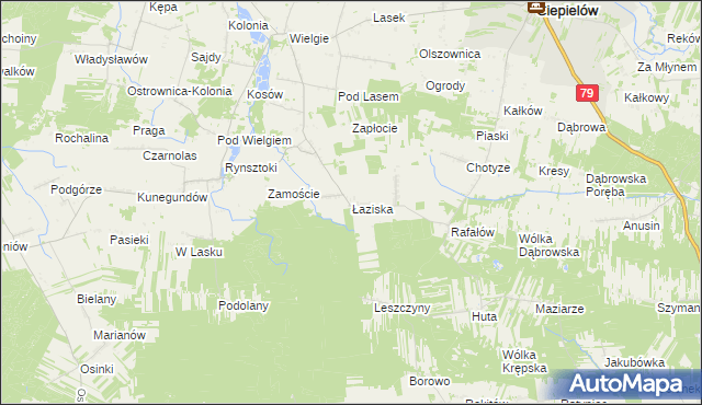 mapa Łaziska gmina Ciepielów, Łaziska gmina Ciepielów na mapie Targeo