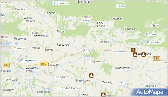 mapa Łazy gmina Kampinos, Łazy gmina Kampinos na mapie Targeo