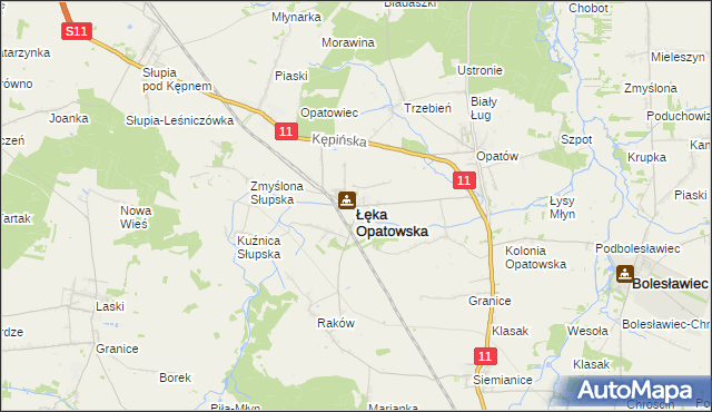 mapa Łęka Opatowska, Łęka Opatowska na mapie Targeo