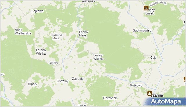mapa Lesiny Wielkie, Lesiny Wielkie na mapie Targeo