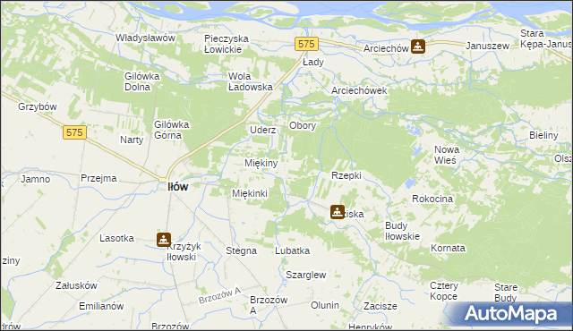 mapa Leśniaki gmina Iłów, Leśniaki gmina Iłów na mapie Targeo