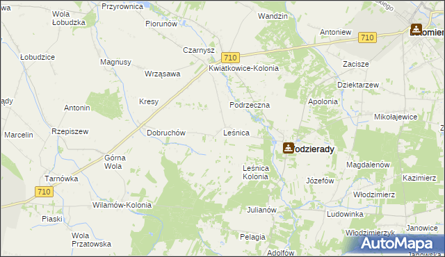 mapa Leśnica gmina Wodzierady, Leśnica gmina Wodzierady na mapie Targeo