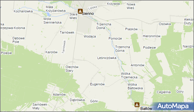 mapa Leśniczówka gmina Sienno, Leśniczówka gmina Sienno na mapie Targeo