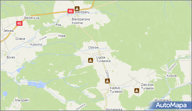 mapa Ligota Turawska, Ligota Turawska na mapie Targeo