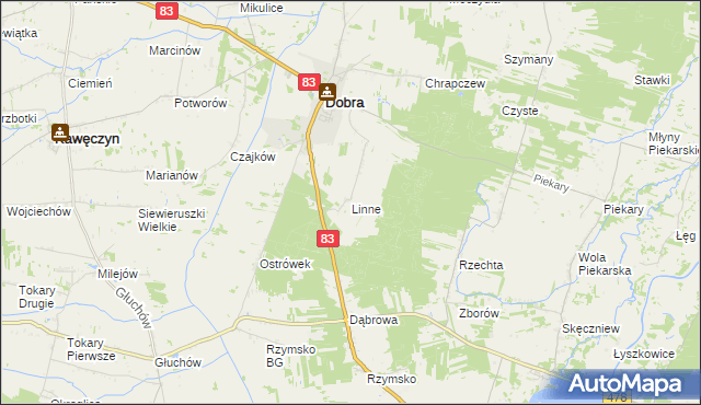 mapa Linne gmina Dobra, Linne gmina Dobra na mapie Targeo