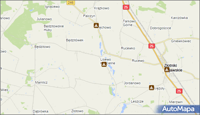 mapa Lisewo Kościelne, Lisewo Kościelne na mapie Targeo