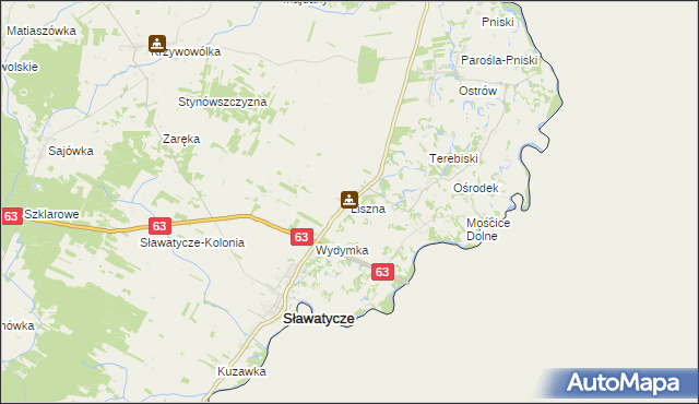 mapa Liszna gmina Sławatycze, Liszna gmina Sławatycze na mapie Targeo