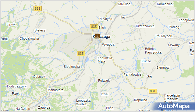 mapa Łopuszka Mała, Łopuszka Mała na mapie Targeo